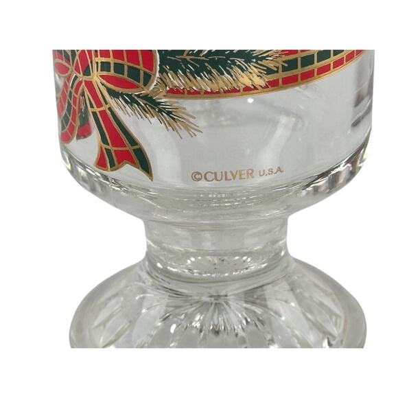 Vintage Culver Footed Irish Coffee Mugs Christmas Gold & Red Horn Set Of 4 - Picture 13 of 16